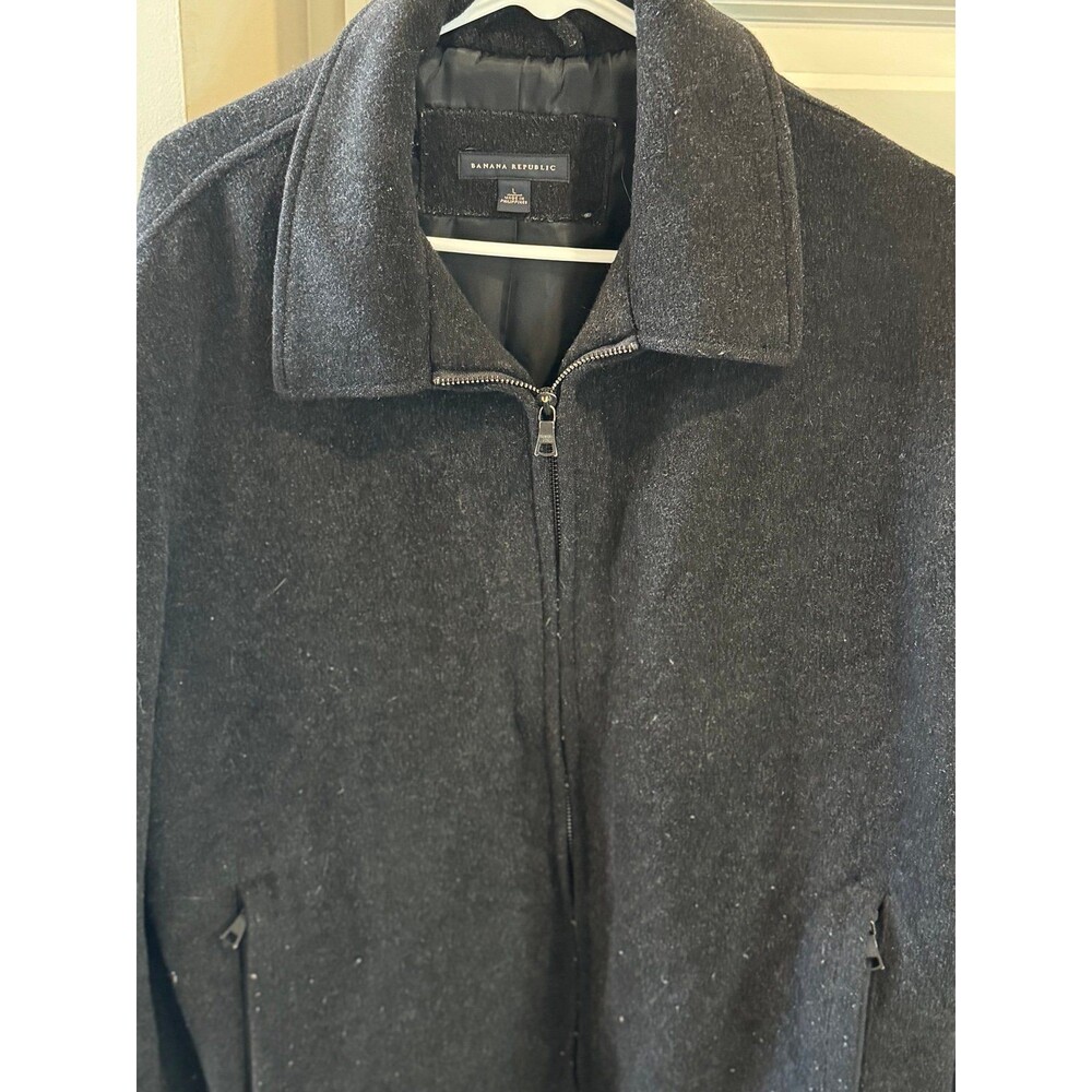 BANANA REPUBLIC BRAND~Men’s (Large) Dark Gray Wool Bomber Coat/Jacket, Outerwear - Picture 5 of 10